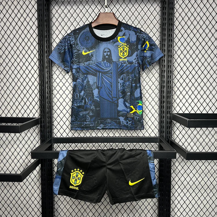Maillot Brésil x Jesus Christ Domicile Junior Enfant 2024-2025 - Noir